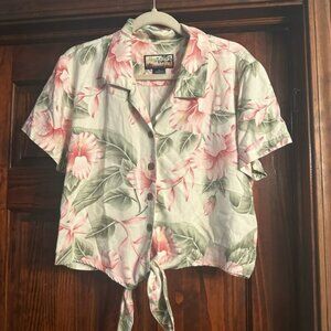 Havana Jack Floral Button-Up Tie Front Top